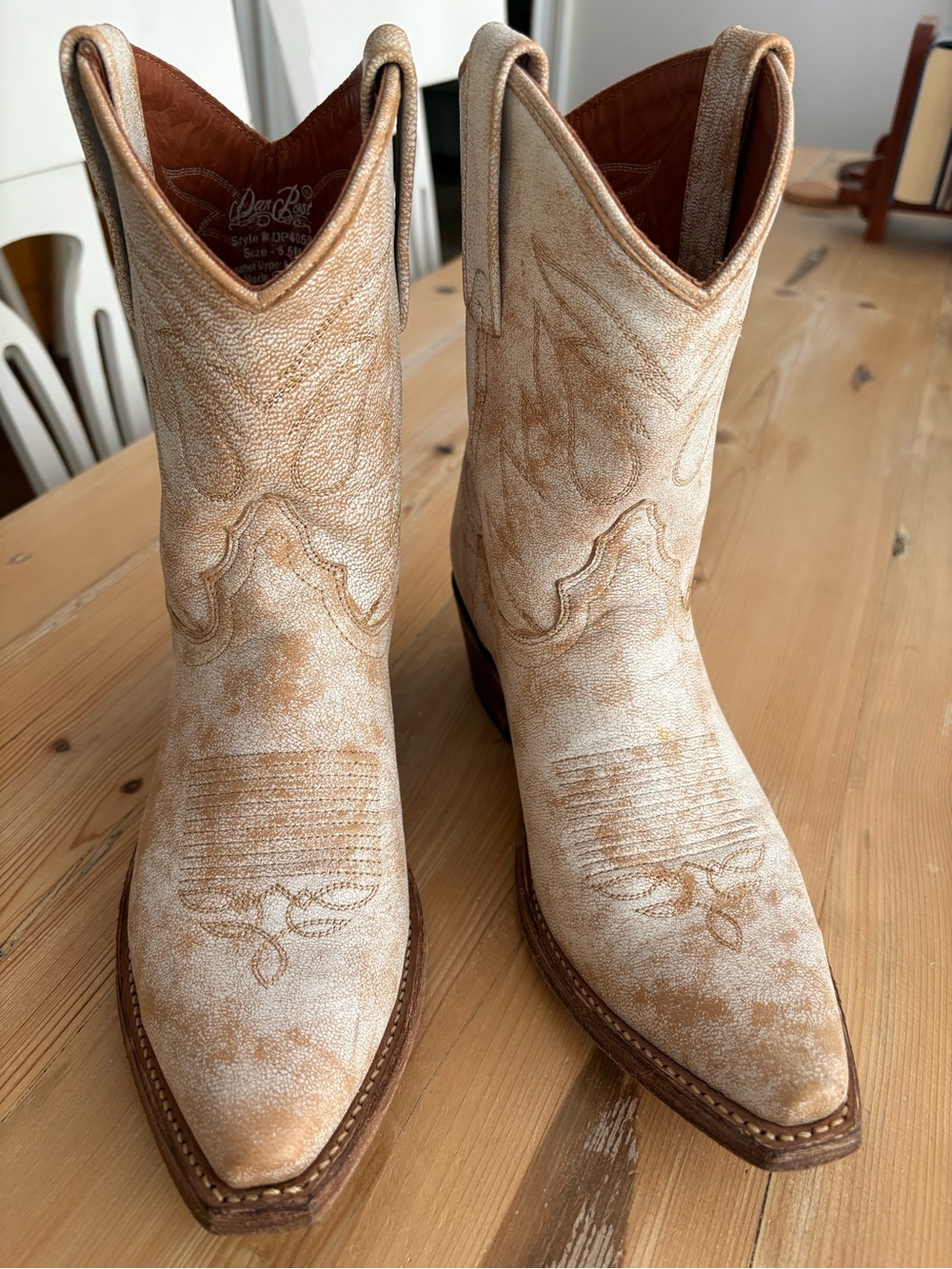 Dan Post Classic Cowboy Style Women's Cream Western Ankle Boots